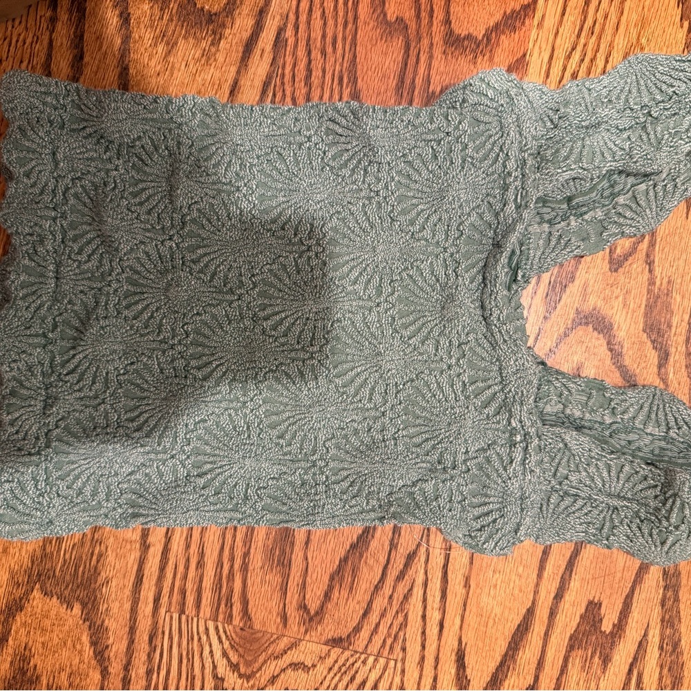 Free People Textured Green Tank Top
